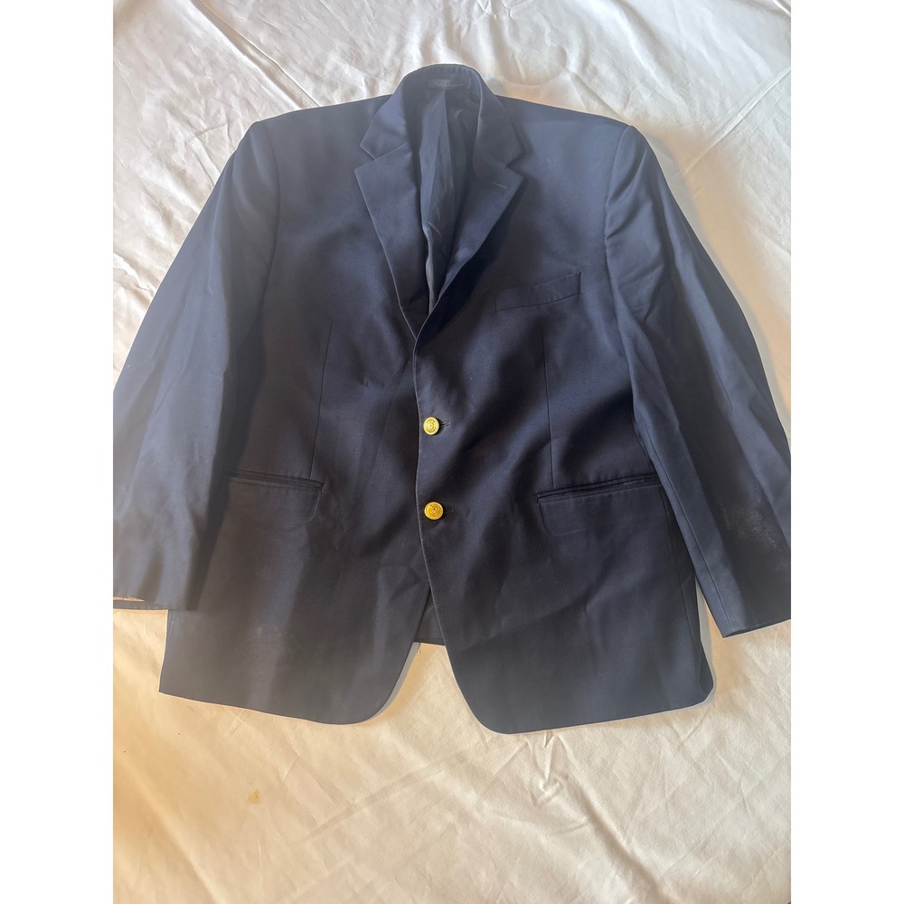 Ralph Lauren Blazer Mens Navy Blue Good Gold Crest Button Sport Coat